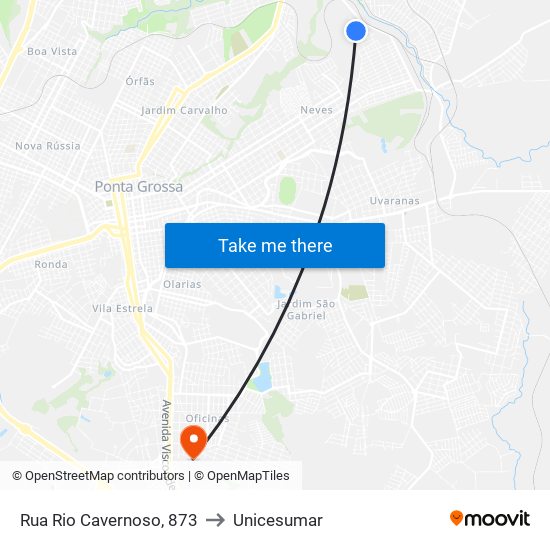 Rua Rio Cavernoso, 873 to Unicesumar map