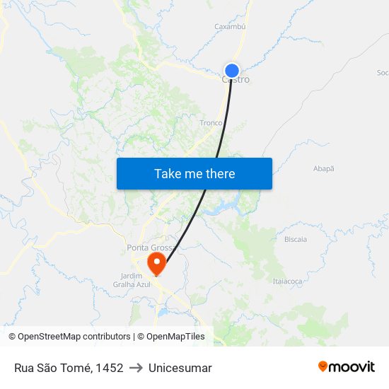 Rua São Tomé, 1452 to Unicesumar map