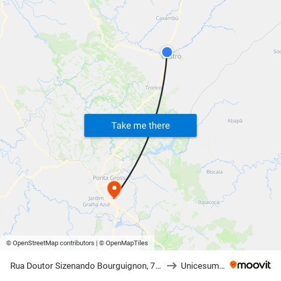 Rua Doutor Sizenando Bourguignon, 755 to Unicesumar map
