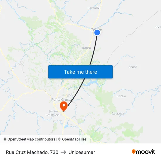 Rua Cruz Machado, 730 to Unicesumar map