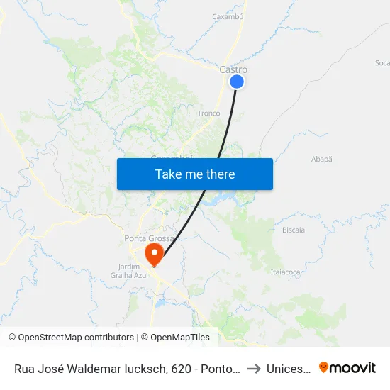 Rua José Waldemar Iucksch, 620 - Ponto De Integração 21 to Unicesumar map