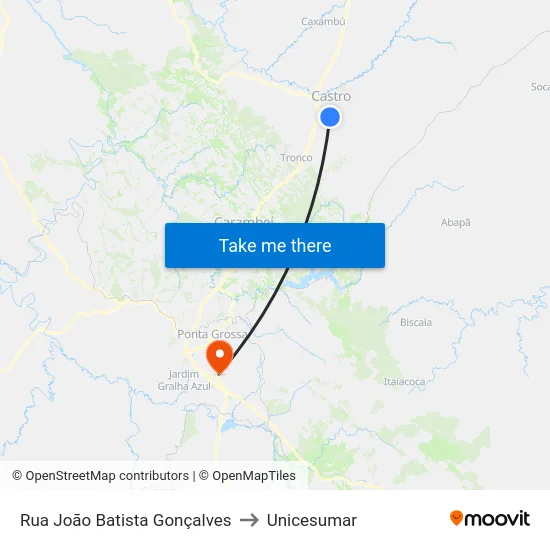 Rua João Batista Gonçalves to Unicesumar map