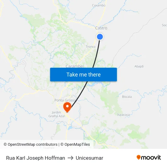 Rua Karl Joseph Hoffman to Unicesumar map