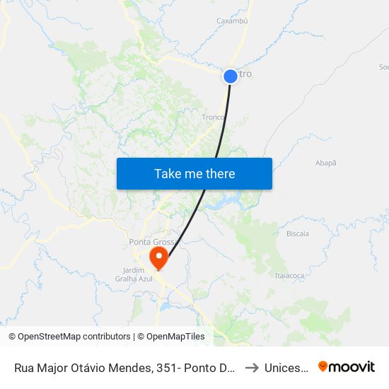 Rua Major Otávio Mendes, 351- Ponto De Integração 37 to Unicesumar map