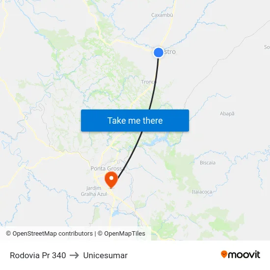Rodovia Pr 340 to Unicesumar map