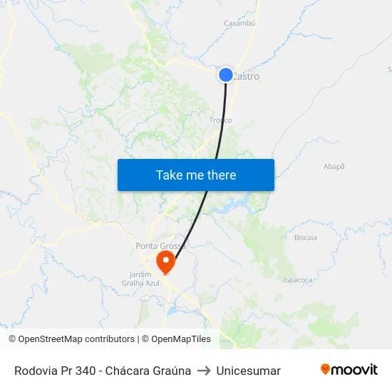Rodovia Pr 340 - Chácara Graúna to Unicesumar map