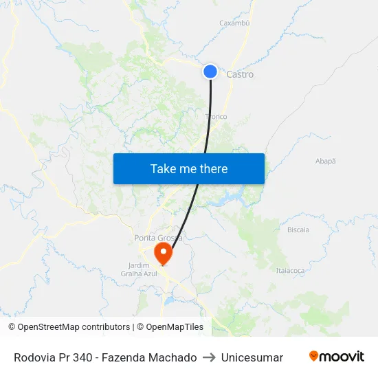 Rodovia Pr 340 - Fazenda Machado to Unicesumar map