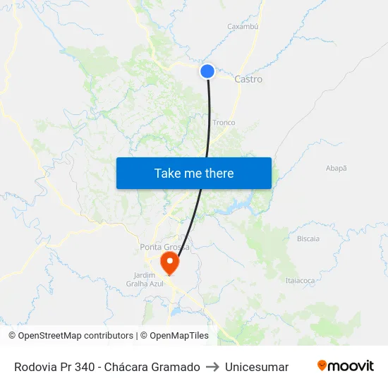 Rodovia Pr 340 - Chácara Gramado to Unicesumar map