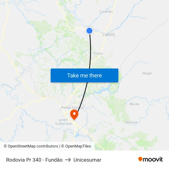 Rodovia Pr 340 - Fundão to Unicesumar map