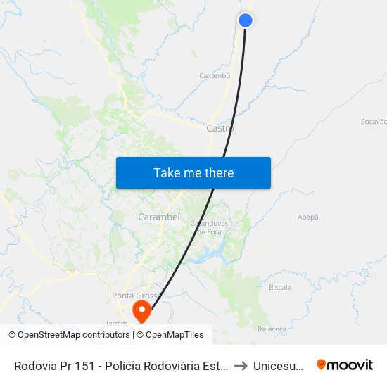 Rodovia Pr 151 - Polícia Rodoviária Estadual to Unicesumar map