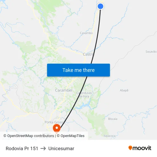 Rodovia Pr 151 to Unicesumar map