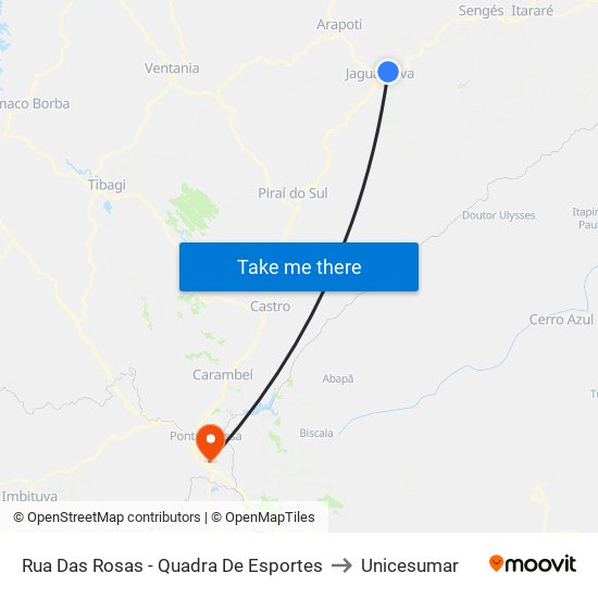 Rua Das Rosas - Quadra De Esportes to Unicesumar map