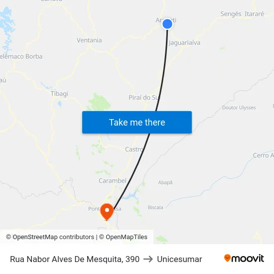 Rua Nabor Alves De Mesquita, 390 to Unicesumar map