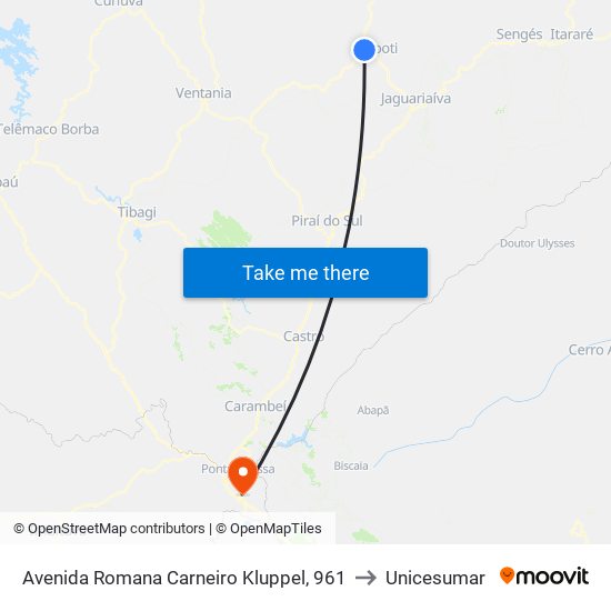 Avenida Romana Carneiro Kluppel, 961 to Unicesumar map