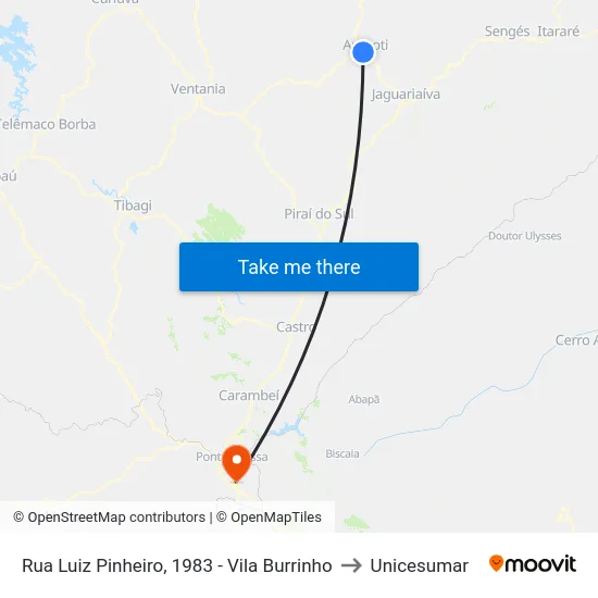 Rua Luiz Pinheiro, 1983 - Vila Burrinho to Unicesumar map