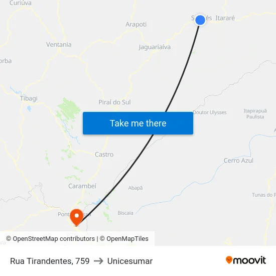Rua Tirandentes, 759 to Unicesumar map