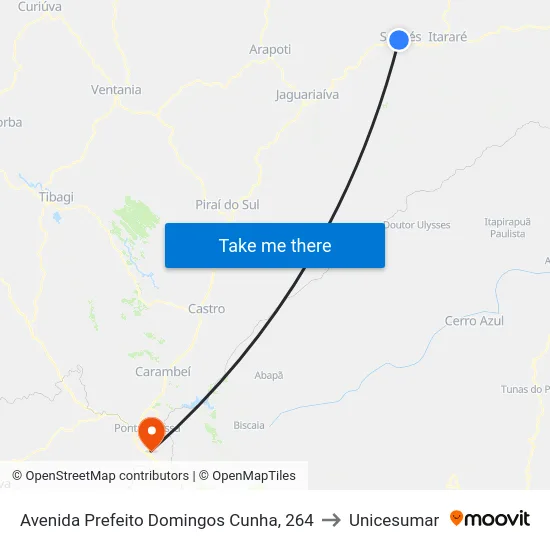 Avenida Prefeito Domingos Cunha, 264 to Unicesumar map