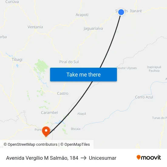 Avenida Vergílio M Salmão, 184 to Unicesumar map