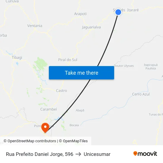 Rua Prefeito Daniel Jorge, 596 to Unicesumar map