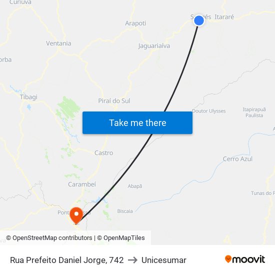 Rua Prefeito Daniel Jorge, 742 to Unicesumar map