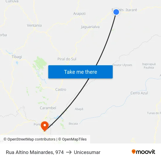 Rua Altíno Mainardes, 974 to Unicesumar map