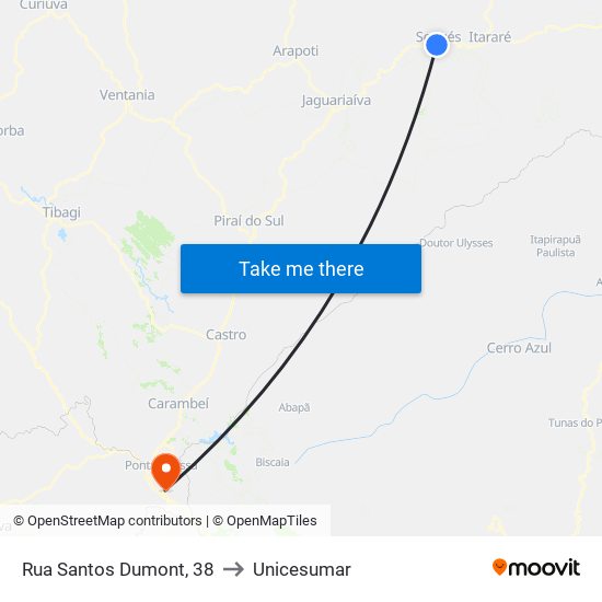 Rua Santos Dumont, 38 to Unicesumar map