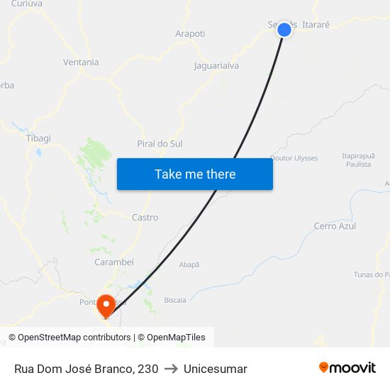Rua Dom José Branco, 230 to Unicesumar map
