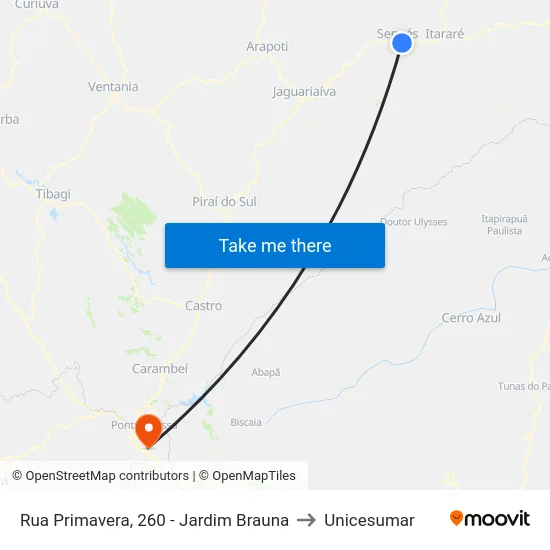 Rua Primavera, 260 - Jardim Brauna to Unicesumar map