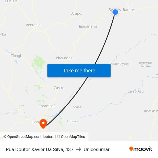 Rua Doutor Xavier Da Silva, 437 to Unicesumar map