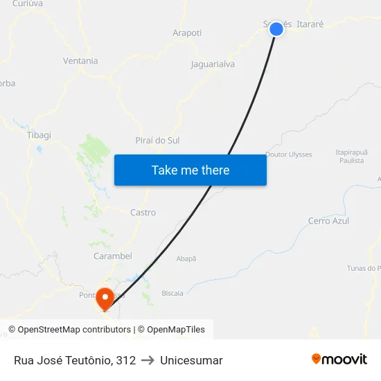 Rua José Teutônio, 312 to Unicesumar map