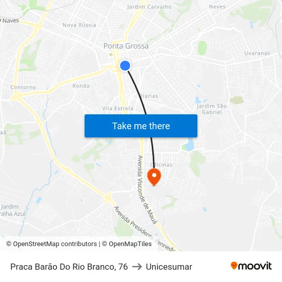 Praca Barão Do Rio Branco, 76 to Unicesumar map