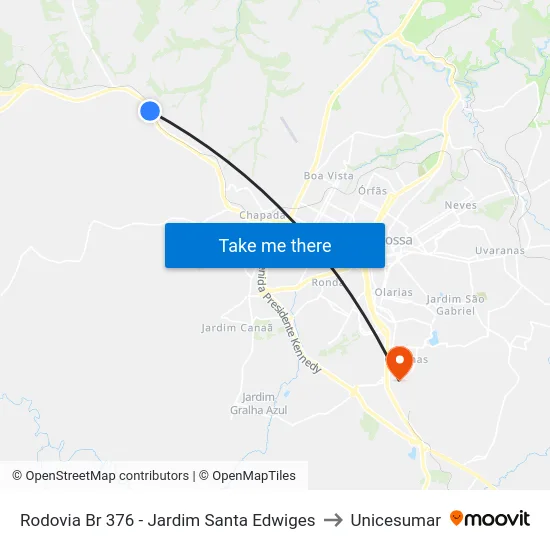 Rodovia Br 376 - Jardim Santa Edwiges to Unicesumar map