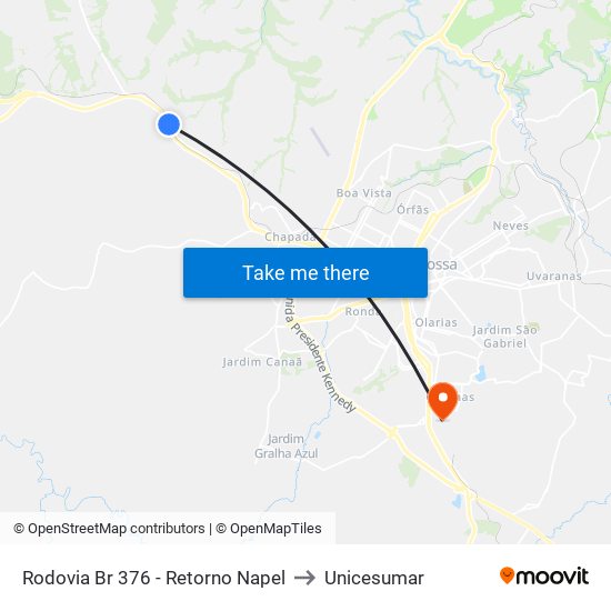 Rodovia Br 376 - Retorno Napel to Unicesumar map