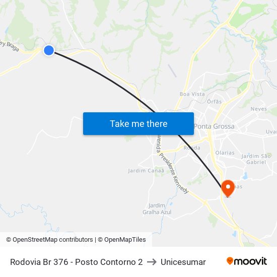 Rodovia Br 376 - Posto Contorno 2 to Unicesumar map