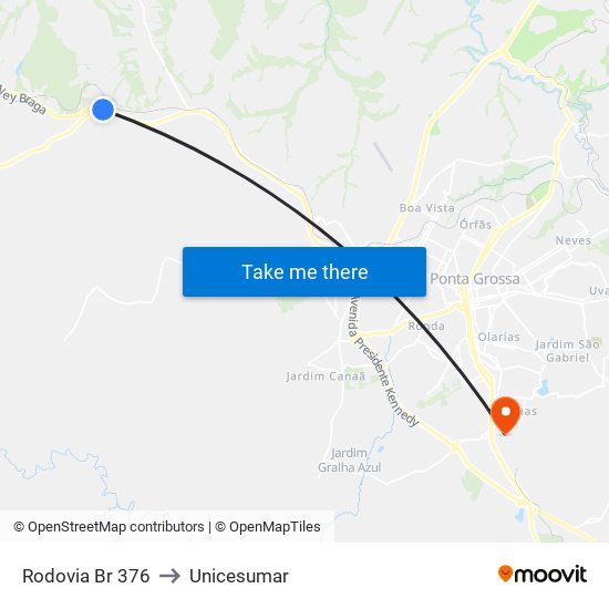 Rodovia Br 376 to Unicesumar map