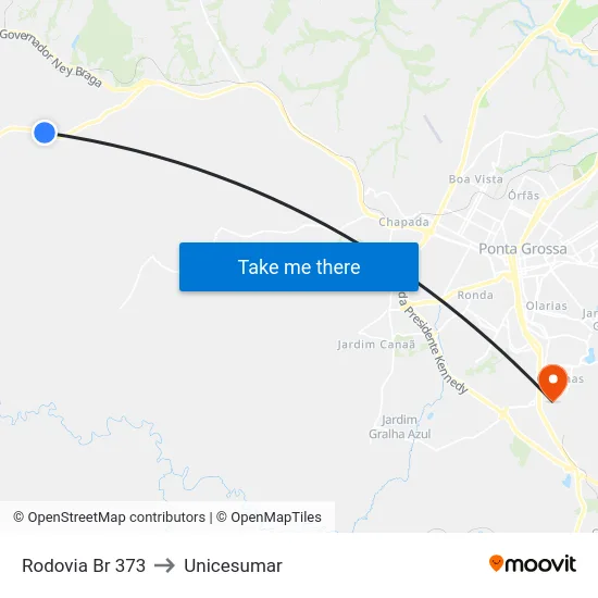 Rodovia Br 373 to Unicesumar map