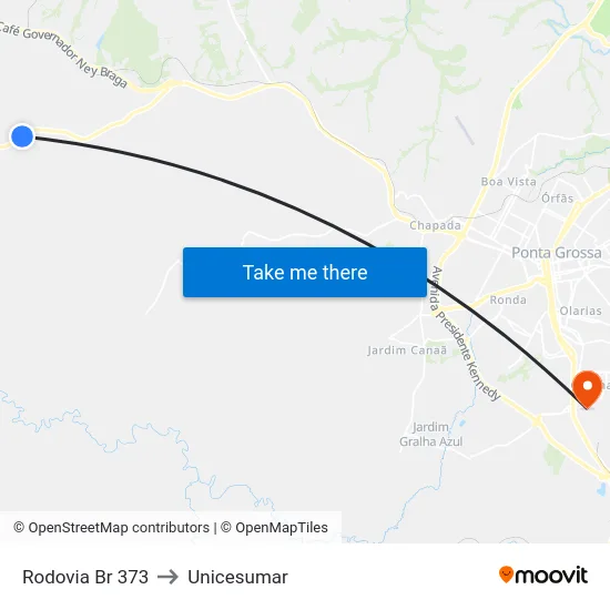 Rodovia Br 373 to Unicesumar map