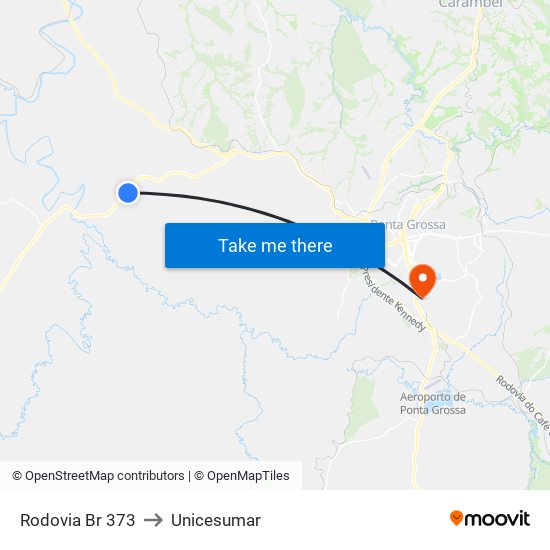 Rodovia Br 373 to Unicesumar map