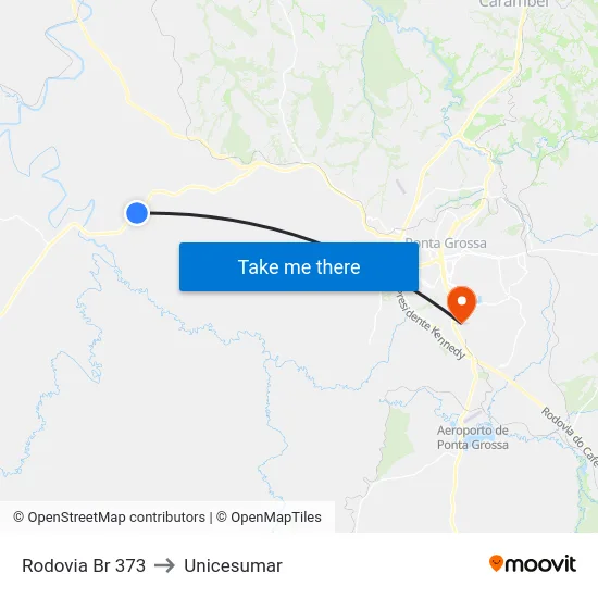 Rodovia Br 373 to Unicesumar map