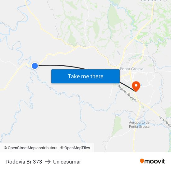 Rodovia Br 373 to Unicesumar map