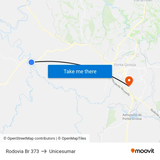 Rodovia Br 373 to Unicesumar map