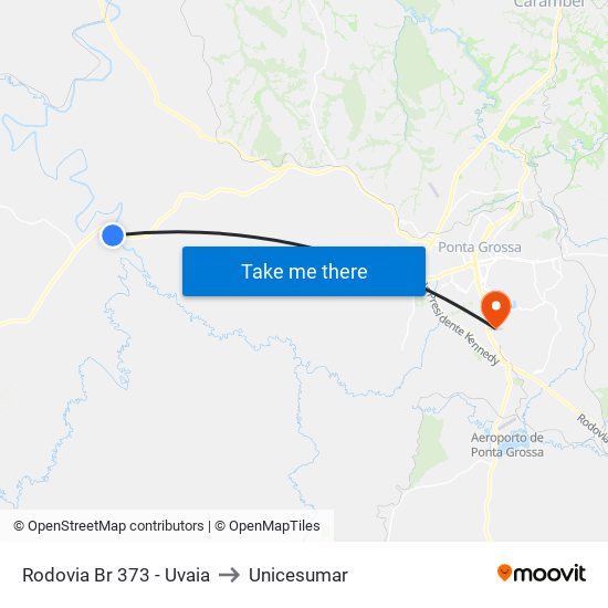 Rodovia Br 373 - Uvaia to Unicesumar map