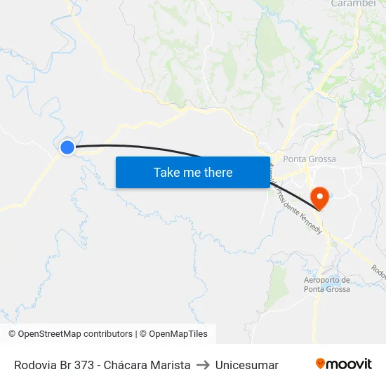 Rodovia Br 373 - Chácara Marista to Unicesumar map