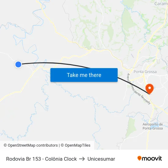 Rodovia Br 153 - Colônia Clock to Unicesumar map