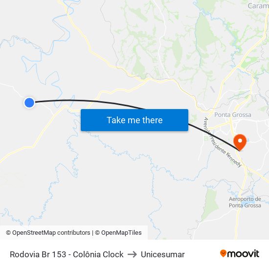 Rodovia Br 153 - Colônia Clock to Unicesumar map