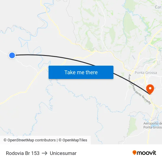 Rodovia Br 153 to Unicesumar map