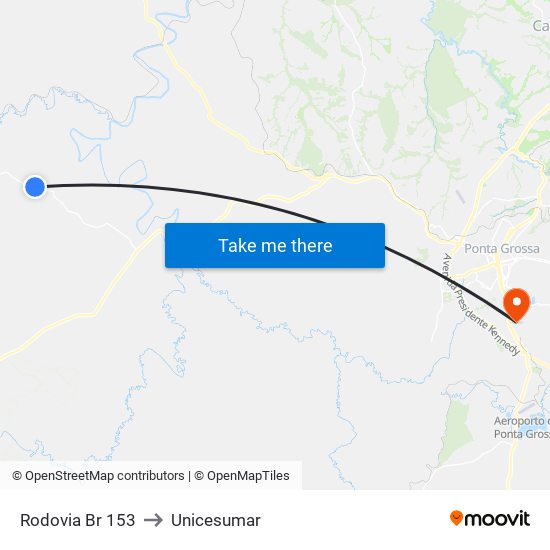 Rodovia Br 153 to Unicesumar map