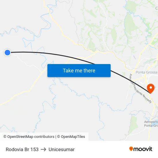 Rodovia Br 153 to Unicesumar map