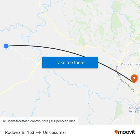 Rodovia Br 153 to Unicesumar map