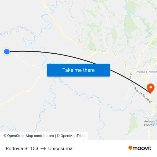 Rodovia Br 153 to Unicesumar map
